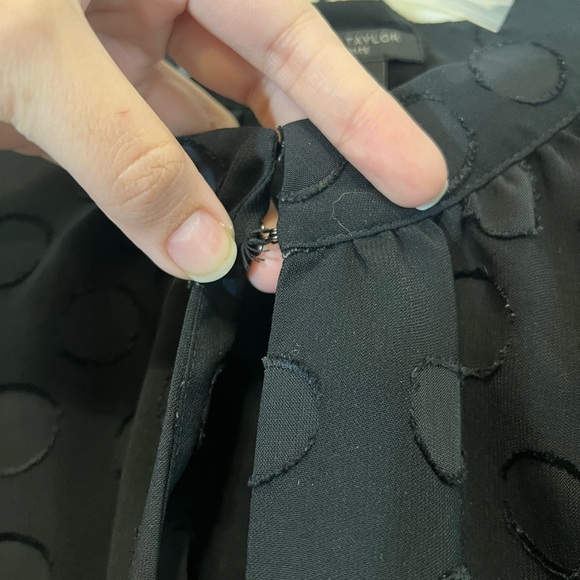 Black Polka Dot Sheer long sleeve with bow sleeves top - Size Small Petite - Picture 6 of 7